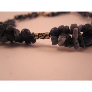 Necklace- Sodalite and Bali silver twin intertwined strands